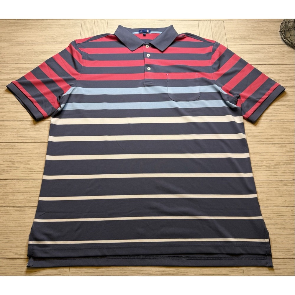 Stitch Stretch Golf Polo Shirt Short Sleeve Men's XL Striped EUC Outdoor Preppy‎